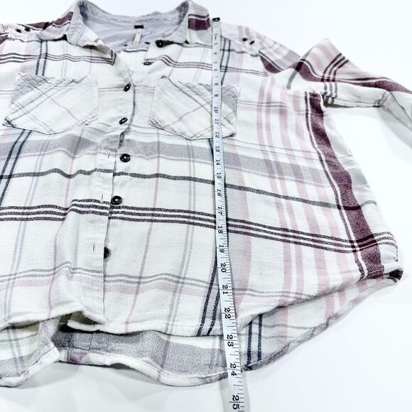 Free people fall colors plaid oversized lightweight flannel button down shirt XS - Picture 7 of 10